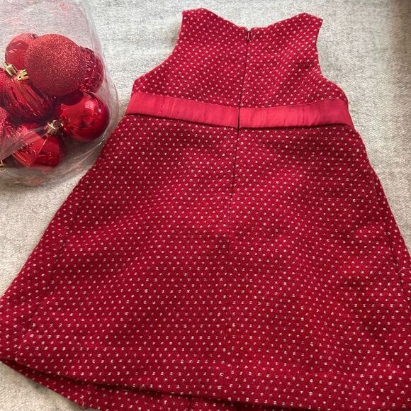 Wool Janie and Jack Christmas Red Sparkle Sweater Holiday Party Dress with Bow - Picture 2 of 4